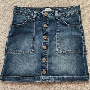 Denim Button Front Mini Skirt Stretchy size Medium